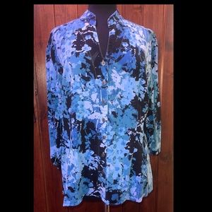 Blue Floral Button Up by Tianello